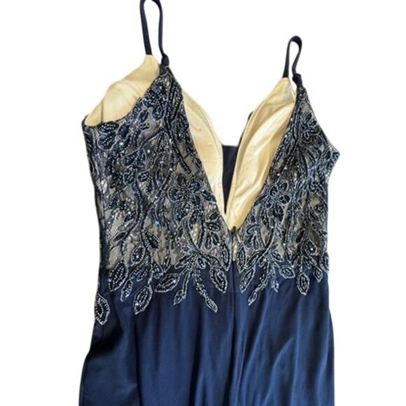 "XSCAPE" Beaded Formal Dress SZ 4 Slit Side Y2K Whimsigoth Fairycore 2000s Prom - Picture 7 of 8